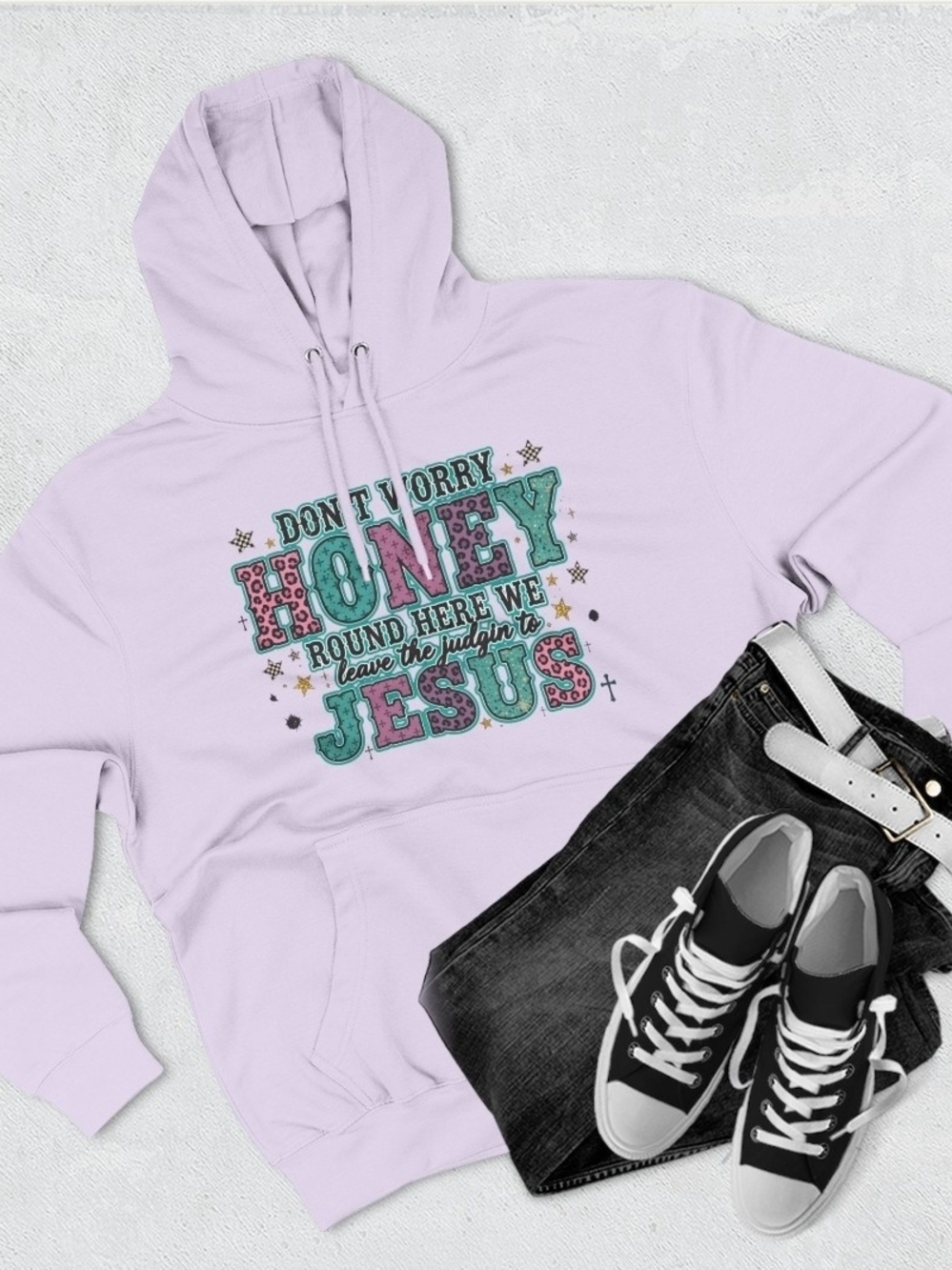 Jesus Graphic Hoodie - Lavender Dont Worry Honey NWT Boutique